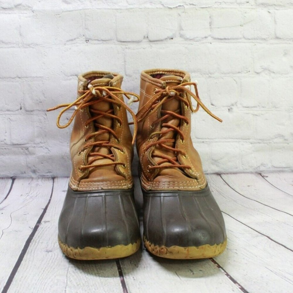 LL Bean Mens Brown Leather 8" Lace Up Gore-Tex Insulated Duck Boots Size 8 M - Picture 4 of 9